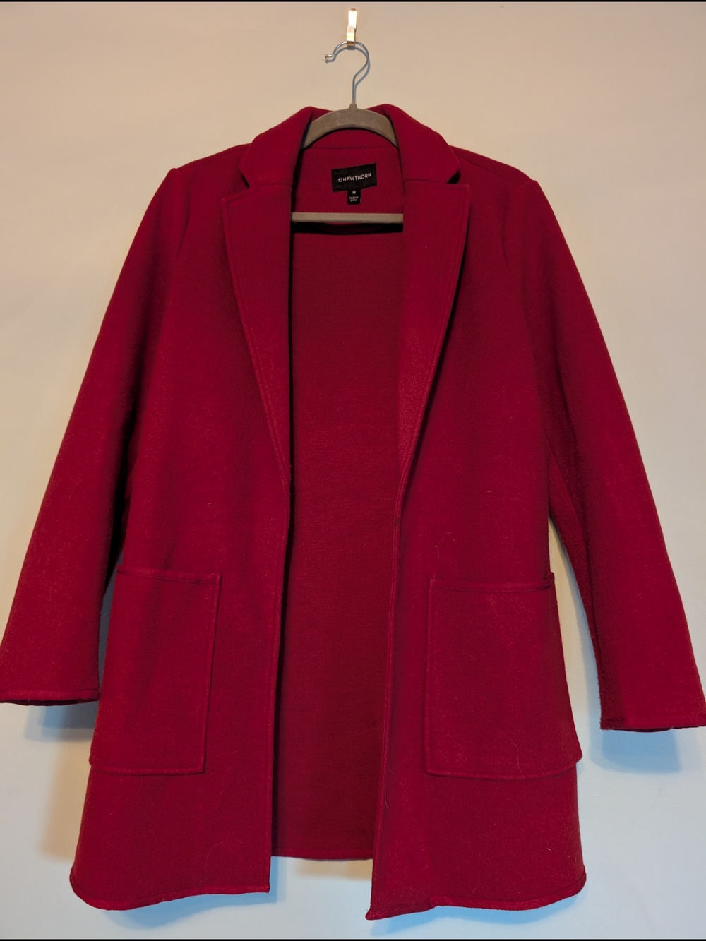 41 Hawthorn Red Open-Front Patch-Pocket Blazer Jacket
